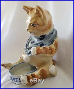 Vintage Large Louisville Stoneware Cat Bowl Feeder Pottery Retired Yummies