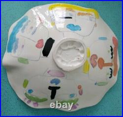 Vintage Large Studio Pottery Painting Bowl Portrait Colorful signed Tmast