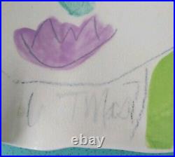 Vintage Large Studio Pottery Painting Bowl Portrait Colorful signed Tmast