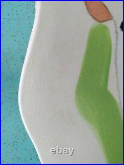 Vintage Large Studio Pottery Painting Bowl Portrait Colorful signed Tmast