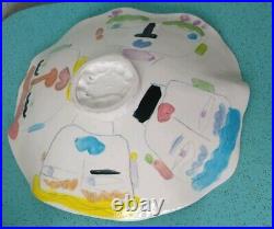 Vintage Large Studio Pottery Painting Bowl Portrait Colorful signed Tmast