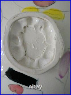 Vintage Large Studio Pottery Painting Bowl Portrait Colorful signed Tmast