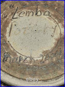 Vintage Lemba Studio Art Pottery large bowl Decorative textured Glaze MCM