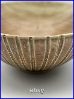 Vintage Lemba Studio Art Pottery large bowl Decorative textured Glaze MCM