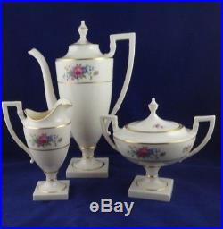 Vintage Lenox J-300 Coffee Pot Creamer Sugar Bowl Set Ivory Rose Pattern