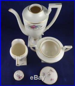 Vintage Lenox J-300 Coffee Pot Creamer Sugar Bowl Set Ivory Rose Pattern