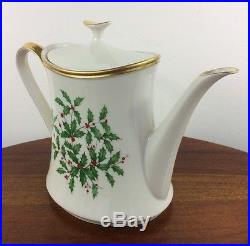 Vintage Lenox Tea Pot, Cream Pitcher & Sugar Bowl, Holiday Pattern