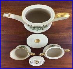 Vintage Lenox Tea Pot, Cream Pitcher & Sugar Bowl, Holiday Pattern