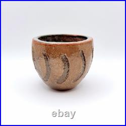 Vintage Leslie Studio Pottery Tea Cup Bowl Ceramic Glazed Hand Signed 2/62