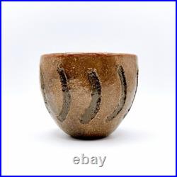 Vintage Leslie Studio Pottery Tea Cup Bowl Ceramic Glazed Hand Signed 2/62