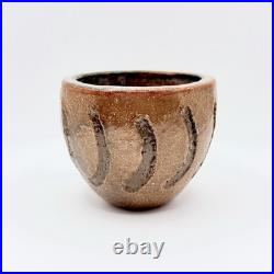 Vintage Leslie Studio Pottery Tea Cup Bowl Ceramic Glazed Hand Signed 2/62