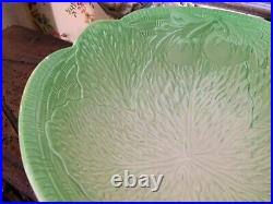 Vintage Light Green English Cabbage Leaf & Berry Serving Bowl Circa 1930
