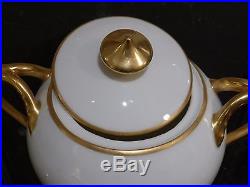 Vintage Limoges Havilland Lovely Gold And White Porcelain Creamer And Sugar Bowl