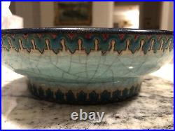 Vintage Longwy pottery pedestal footed bowl