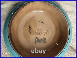 Vintage Longwy pottery pedestal footed bowl