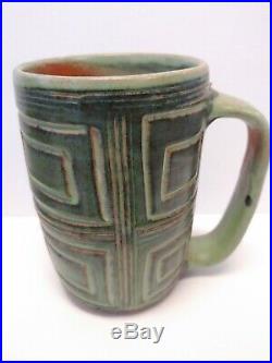 Vintage Lot 2 Puerto Rican Pottery Coffee Cup and Bowl Blie Green