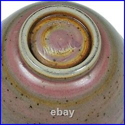 Vintage Louis Mideke Studio Art Pottery Pink Purple Beige Speckled MCM Bowl
