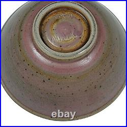 Vintage Louis Mideke Studio Art Pottery Pink Purple Beige Speckled MCM Bowl