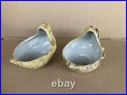 Vintage Louisville Stoneware Pottery Chicken Centerpiece & 8 Soup Bowls & Ladle