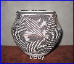 Vintage Lucy M. Lewis Pottery Bowl, Acoma Pueblo Indian Fine Line Pot, Signed