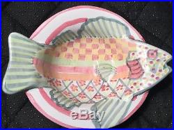 Vintage MACKENZIE CHILDS green freckle fish vintage bowl, mint condition