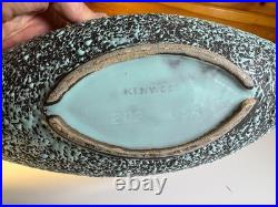 Vintage MCM Kenwood USA Freeform Lava Glaze Console Bowl Atomic Pottery Teal