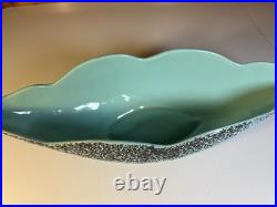 Vintage MCM Kenwood USA Freeform Lava Glaze Console Bowl Atomic Pottery Teal