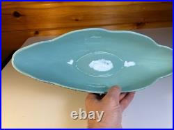 Vintage MCM Kenwood USA Freeform Lava Glaze Console Bowl Atomic Pottery Teal