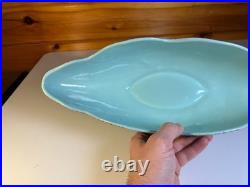 Vintage MCM Kenwood USA Freeform Lava Glaze Console Bowl Atomic Pottery Teal