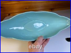Vintage MCM Kenwood USA Freeform Lava Glaze Console Bowl Atomic Pottery Teal