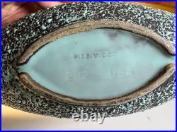 Vintage MCM Kenwood USA Freeform Lava Glaze Console Bowl Atomic Pottery Teal