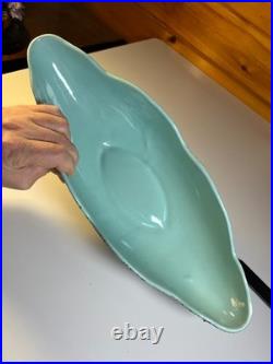 Vintage MCM Kenwood USA Freeform Lava Glaze Console Bowl Atomic Pottery Teal