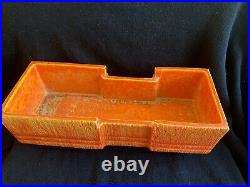 Vintage MCM Modern Toyo Pottery Japan Unique Orange Box Bowl Planter 13