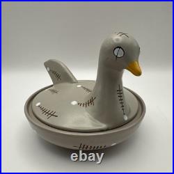 Vintage MCM RARE Bitossi Ceramic Lidded Bird Bowl By Aldo Londi For Raymor Italy