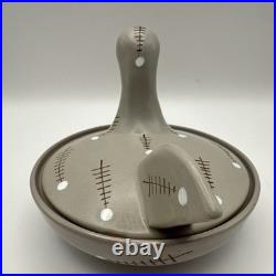 Vintage MCM RARE Bitossi Ceramic Lidded Bird Bowl By Aldo Londi For Raymor Italy