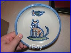Vintage M. A. Hadley Studio Pottery Cat Kitten Bowl And Saucer Great Shape Rare