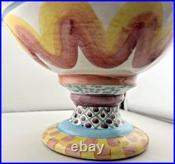 Vintage MacKenzie Childs Keukenhof Taylor Fluted Pedestal Compote Bowl