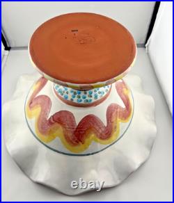 Vintage MacKenzie Childs Keukenhof Taylor Fluted Pedestal Compote Bowl