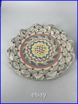 Vintage Mackenzie Childs Stoke Gabriel Pattern Pottery Bowl Dome Service Plate
