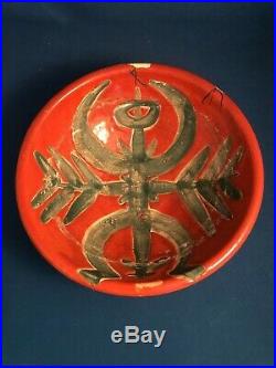 Vintage Madoura Plein Feu Pottery Wax Resist Bowl with Icarus NOT Picasso Ramie
