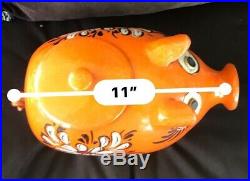 Vintage Majolica FLORAL PIG Cookie Jar Tureen Serving Bowl Italy Midcentury 12