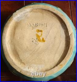 Vintage Majolica Style Frog Lily Pad Bowl Planter Turquoise Glaze 8 Frogs