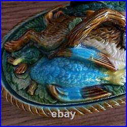 Vintage Majolica Tureen With Rabbit And Pheasants Decorated Lid Minton