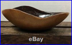Vintage Marcello Fantoni MID Century Leather Ceramic Bowl Dish Signed 1950's
