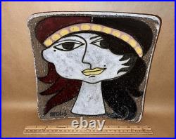 Vintage Mari Simmulson Upsala Ekeby Pottery Woman Portrait Bowl Platter
