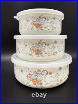 Vintage Marmalade Geese Goose Nesting Bowls Containers Full Set With Lids RARE