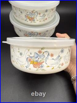 Vintage Marmalade Geese Goose Nesting Bowls Containers Full Set With Lids RARE