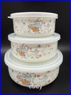 Vintage Marmalade Geese Goose Nesting Bowls Containers Full Set With Lids RARE