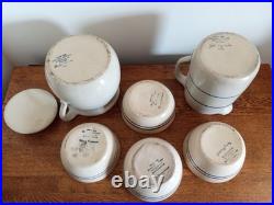 Vintage Marshall Pottery Mixed Lot tan with cobalt and blue stripe bowls etc