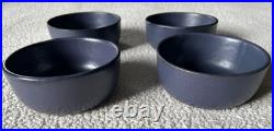 Vintage Martz Marshall Studios Pottery Signed Blue Blueberry 4 Dinner Bowls 5.5